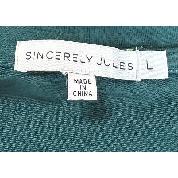 2/$30 Sincerely Jules Side Snap Sweatshirt Teal Pullover Long Sleeve Size L - Picture 11 of 13